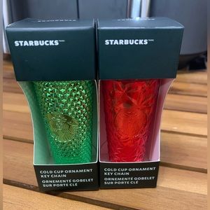 Starbucks, red and green cup ornament keychain, holiday/Christmas 2023